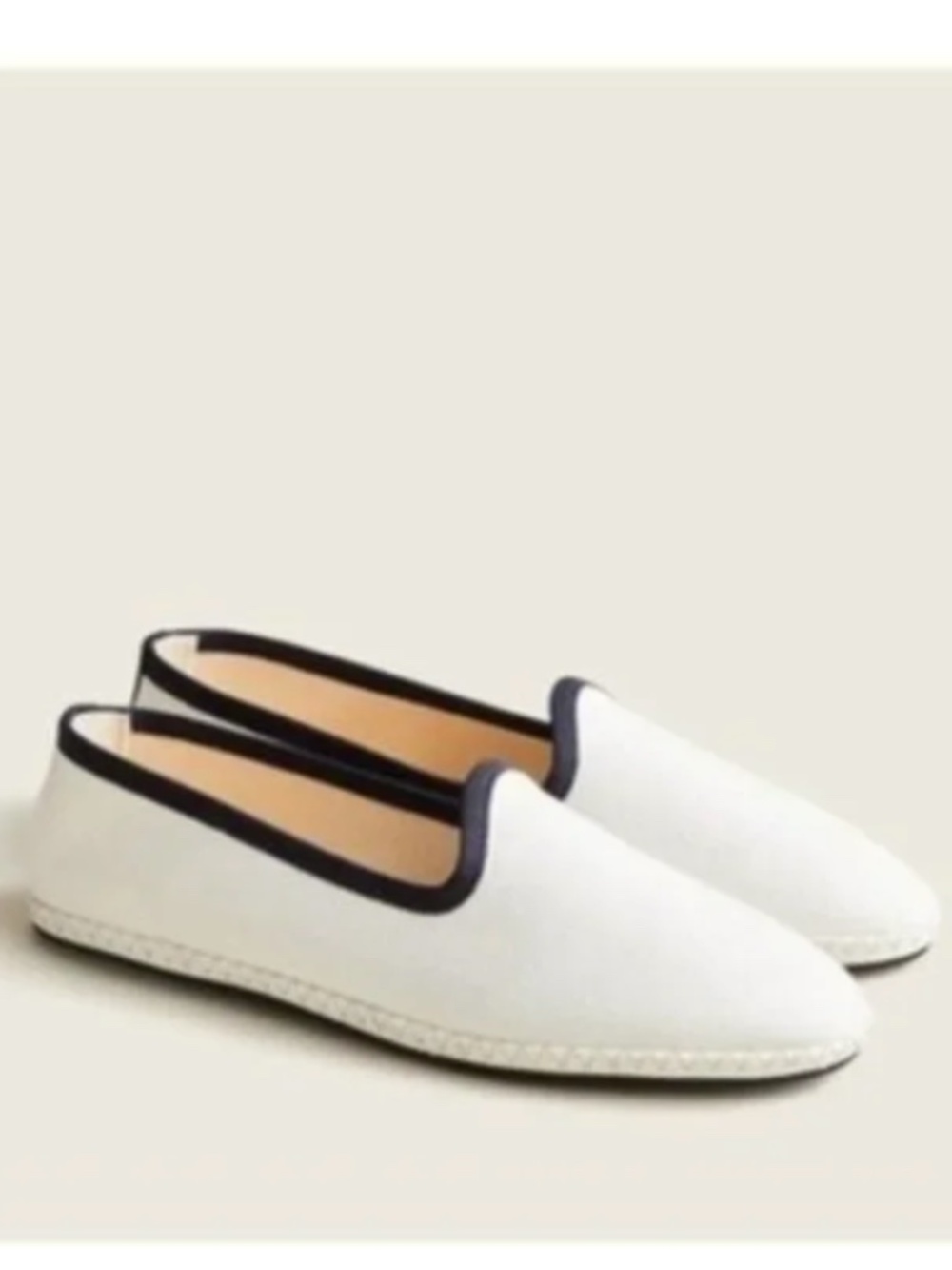 New J. Crew Contrast Tipped Venetian Loafers White, 7